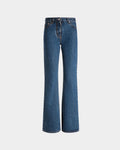 Women's Flared Denim Pants in Medium Blue Cotton | Bally | Still Life Front