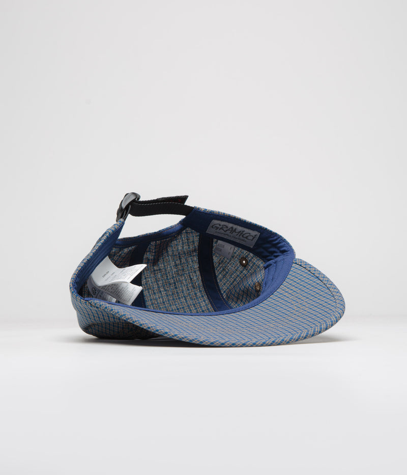 Gramicci Checkered Long Bill Cap in Sierra Check Navy