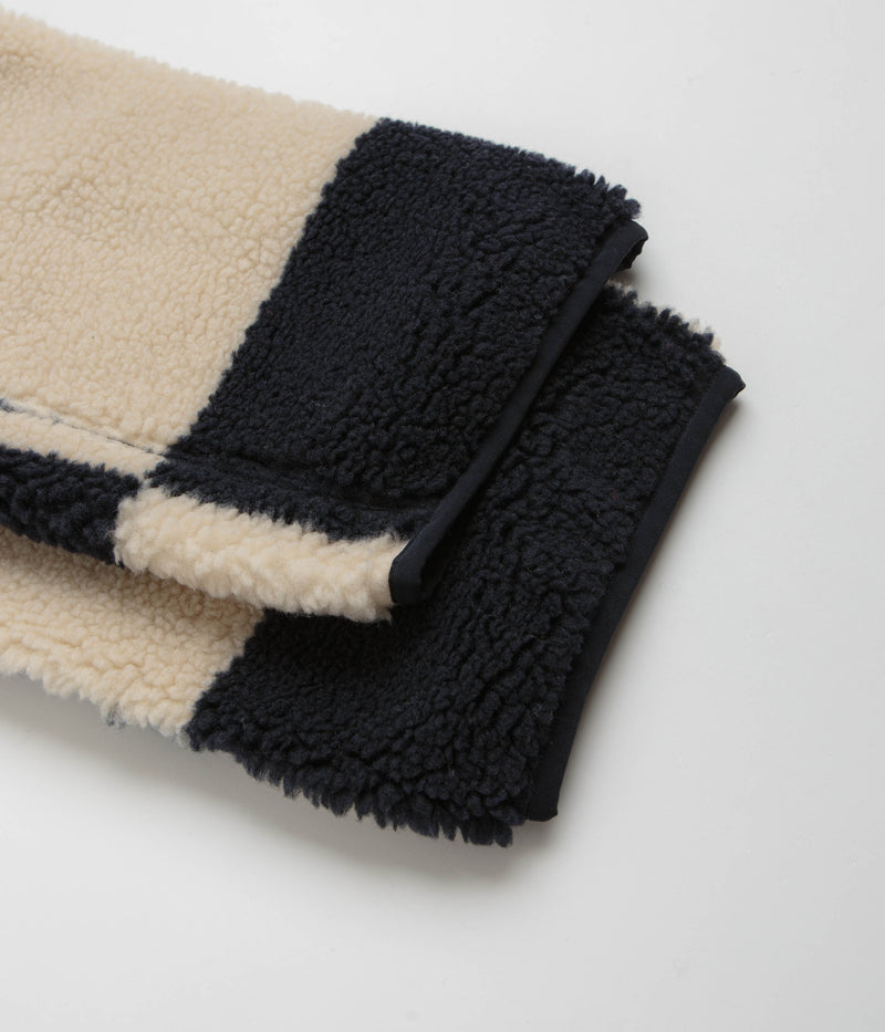 Gramicci Checkered Sherpa Pants in Natural and Navy Check