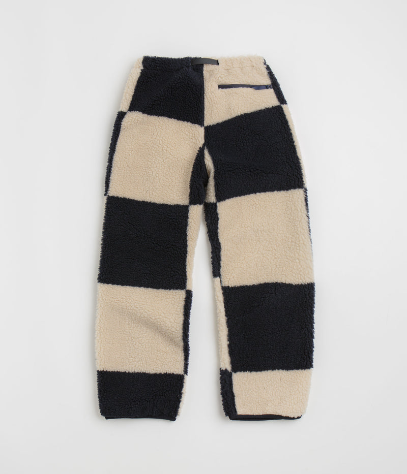 Gramicci Checkered Sherpa Pants in Natural and Navy Check