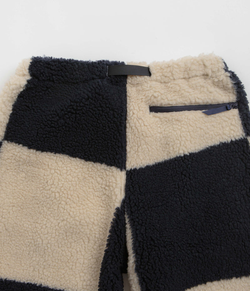 Gramicci Checkered Sherpa Pants in Natural and Navy Check