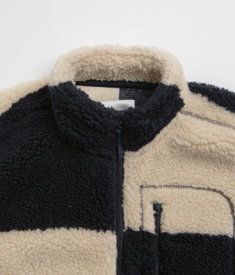 Gramicci Checkered Sherpa Vest in Natural and Navy Check