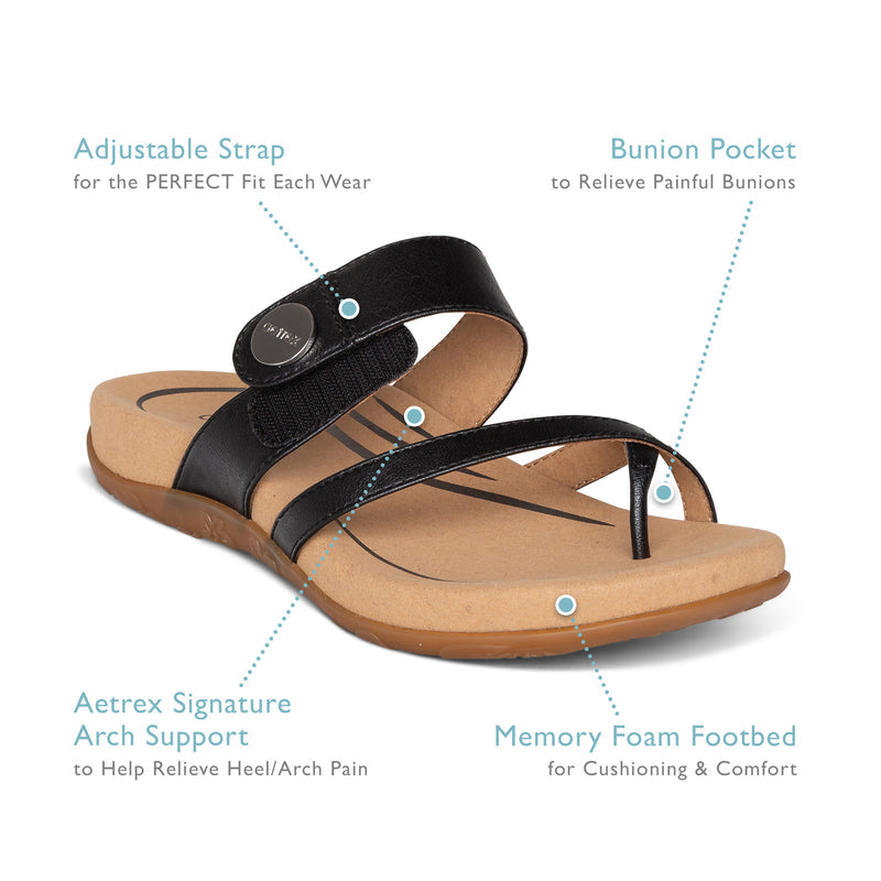 Izzy Adjustable Slide Sandal #color_black sparkle