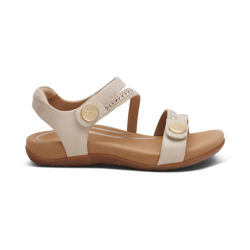 Jess Adjustable Quarter Strap Sandal #color_champagne-sparkle