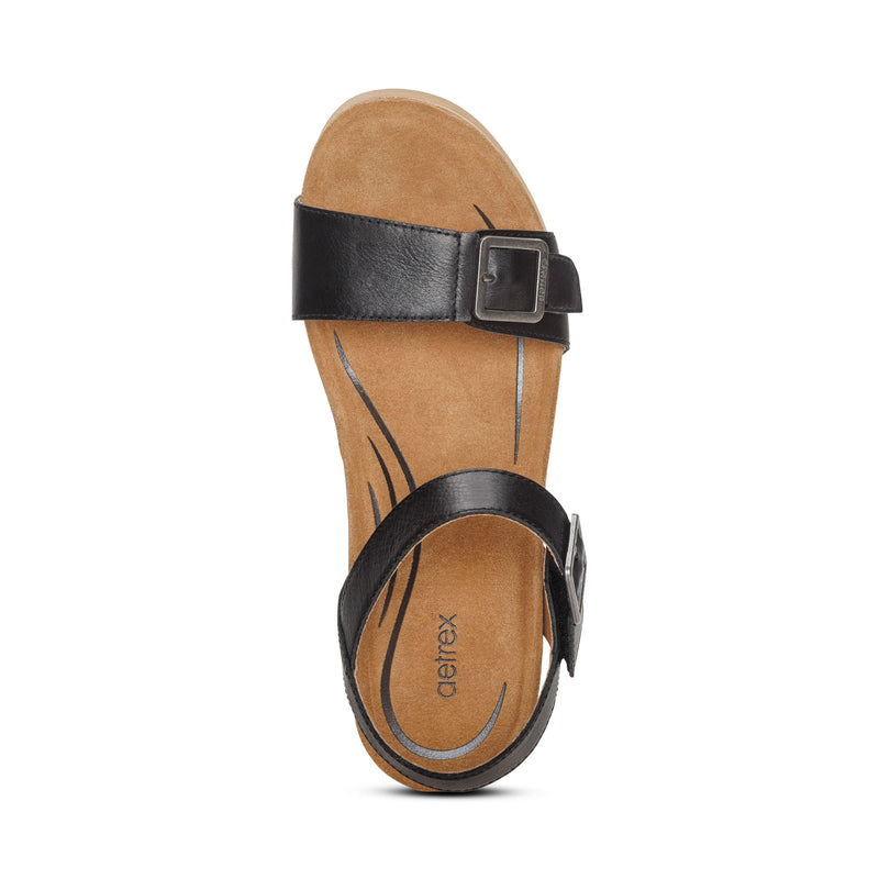 Lexa Quarter Strap Wedge #color_black leather
