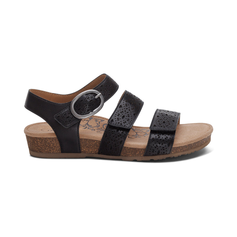 Lilly Adjustable Quarter Strap Sandal #color_black-cutout