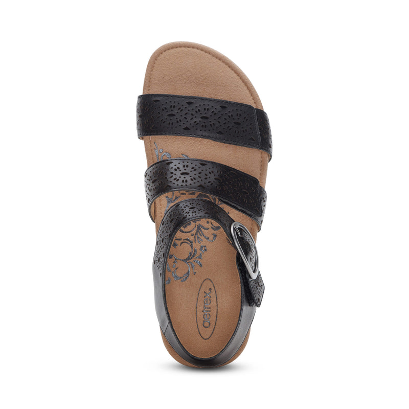 Lilly Adjustable Quarter Strap Sandal #color_black-cutout