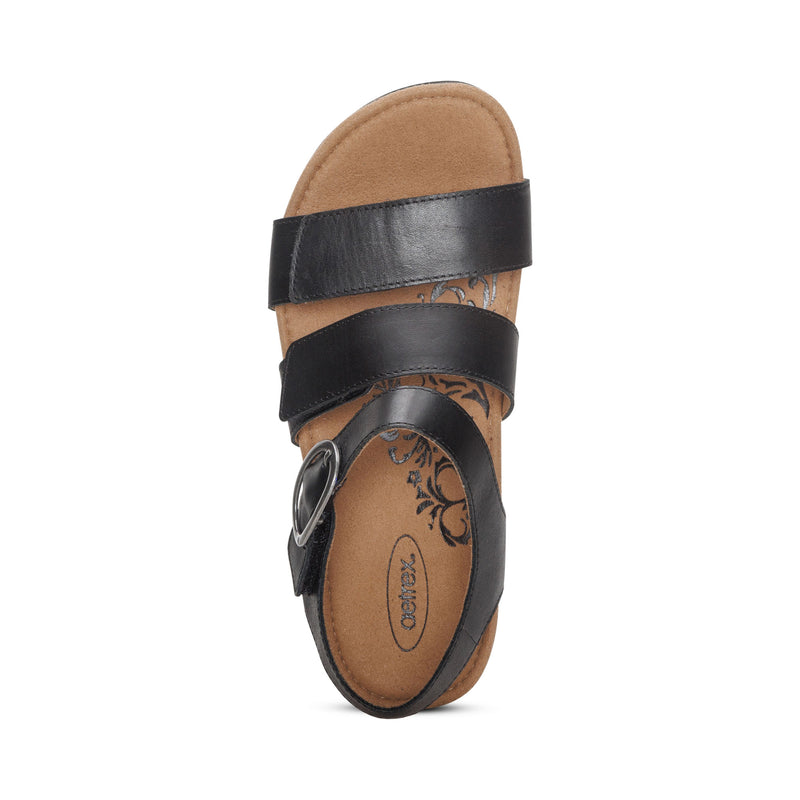 Lilly Adjustable Quarter Strap Sandal #color_black