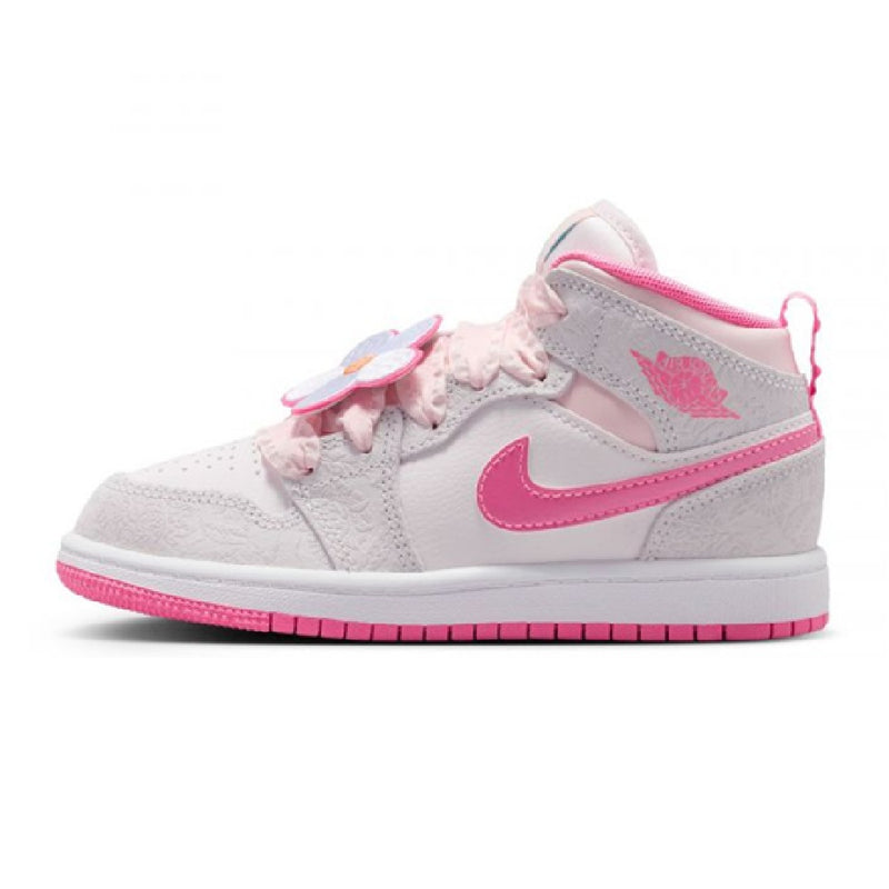 Little Kid's Jordan 1 Mid SE "Spring Flowers" Vt Gr/Pk Gw-Sl (II0591 001)