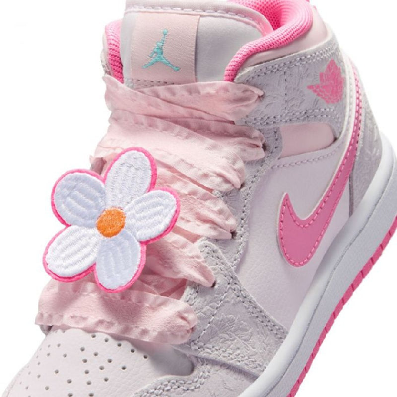 Little Kid's Jordan 1 Mid SE "Spring Flowers" Vt Gr/Pk Gw-Sl (II0591 001)