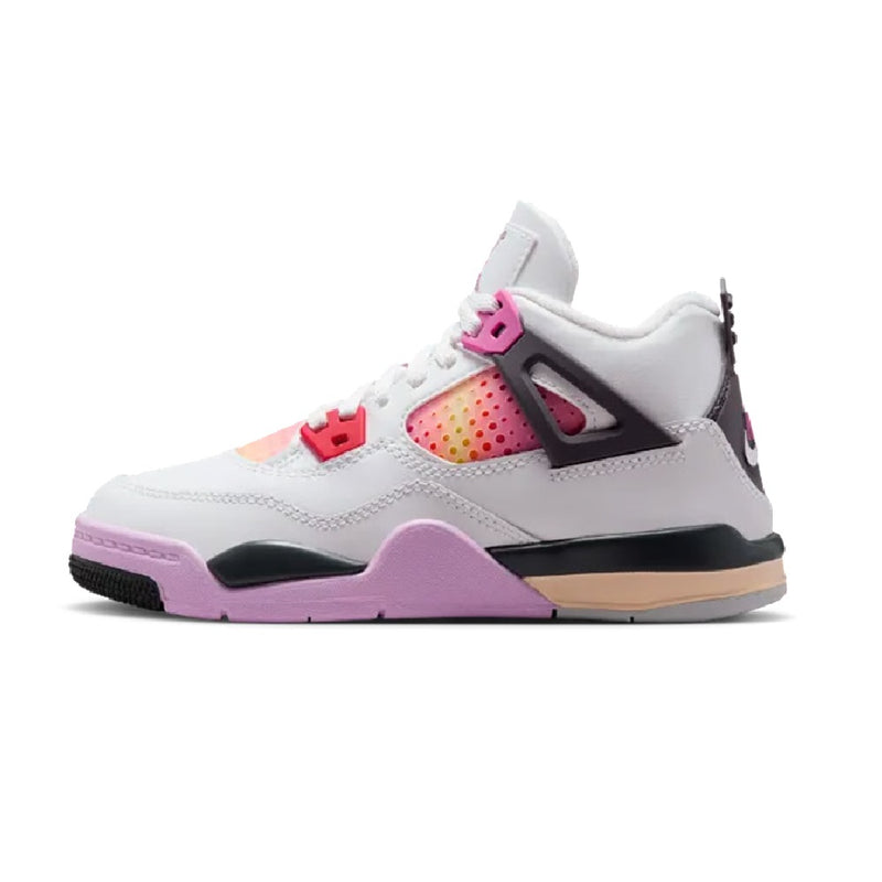 Little Kid's Jordan 4 Retro "Comic" Off White/Fire Pink-Anth (IO2363 100)
