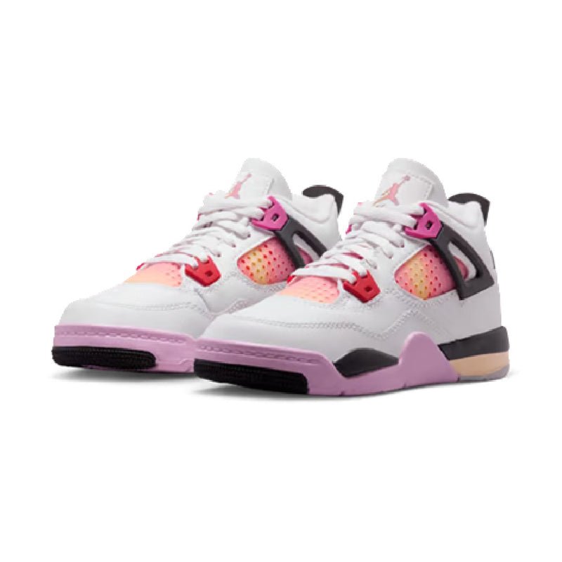Little Kid's Jordan 4 Retro "Comic" Off White/Fire Pink-Anth (IO2363 100)