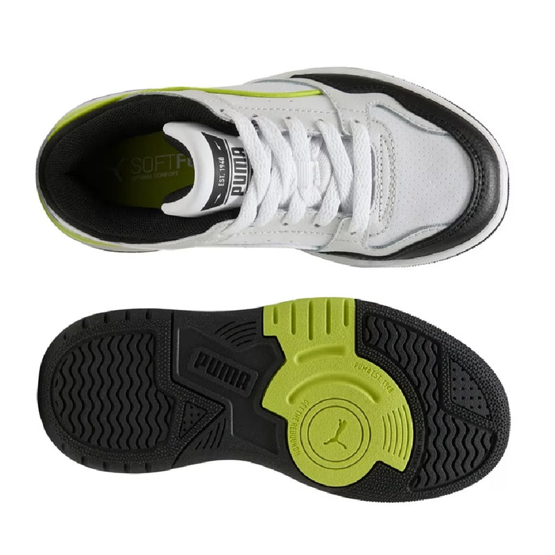 Little Kid's Puma Rebound Retro PS Puma Blk-Wht-Lime Smash (402361 10)