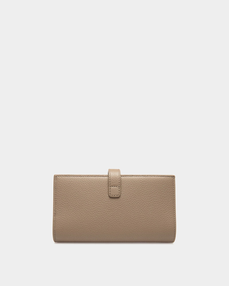 Lock Me Long Wallet In Taupe Grained Leather