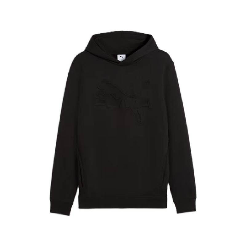 Men's Puma Essentials Black Embossed Fleece Hoodie