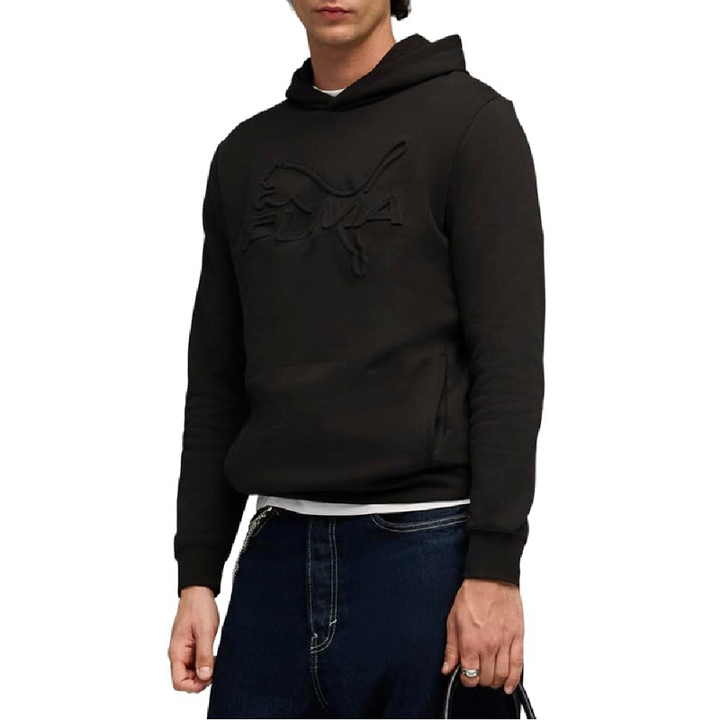 Men's Puma Essentials Black Embossed Fleece Hoodie