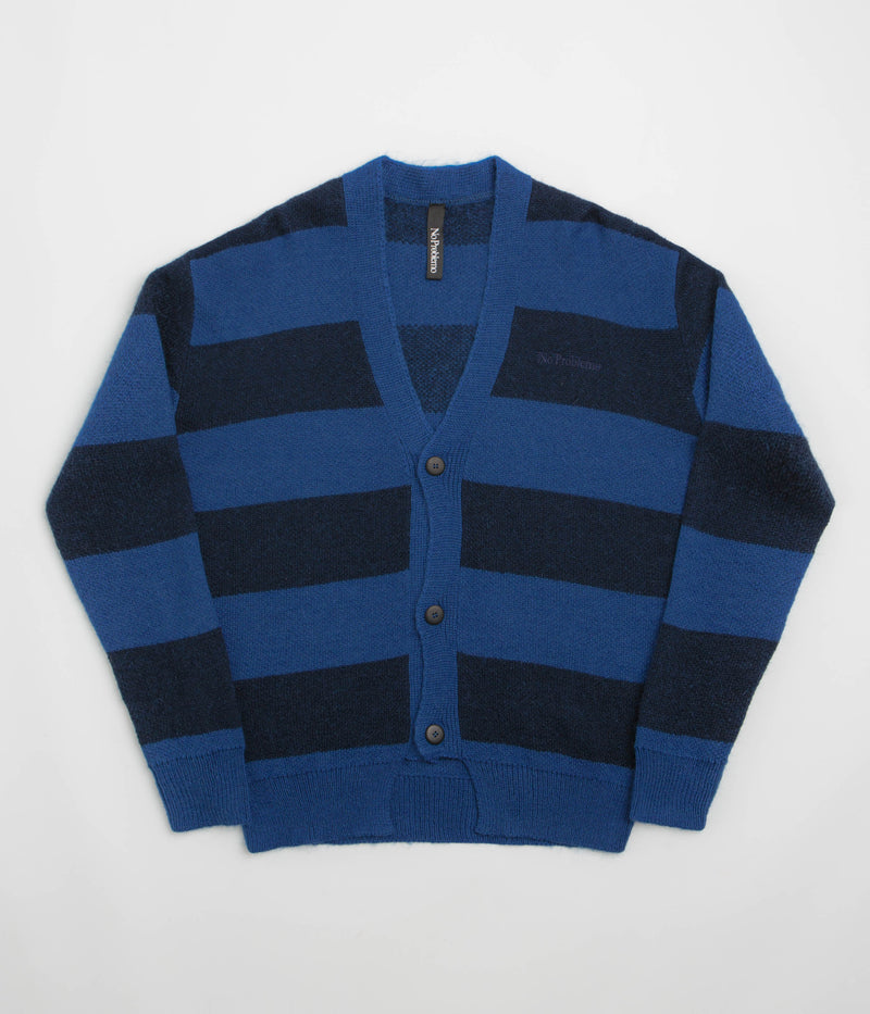 No Problemo Striped Mohair Oversized Cardigan in Blue Multi
