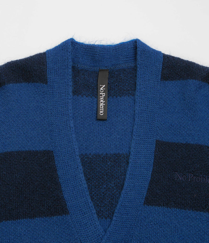 No Problemo Striped Mohair Oversized Cardigan in Blue Multi