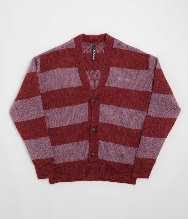 No Problemo Striped Mohair Oversized Cardigan in Burgundy Multi