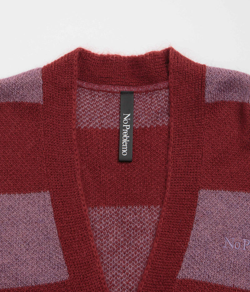 No Problemo Striped Mohair Oversized Cardigan in Burgundy Multi