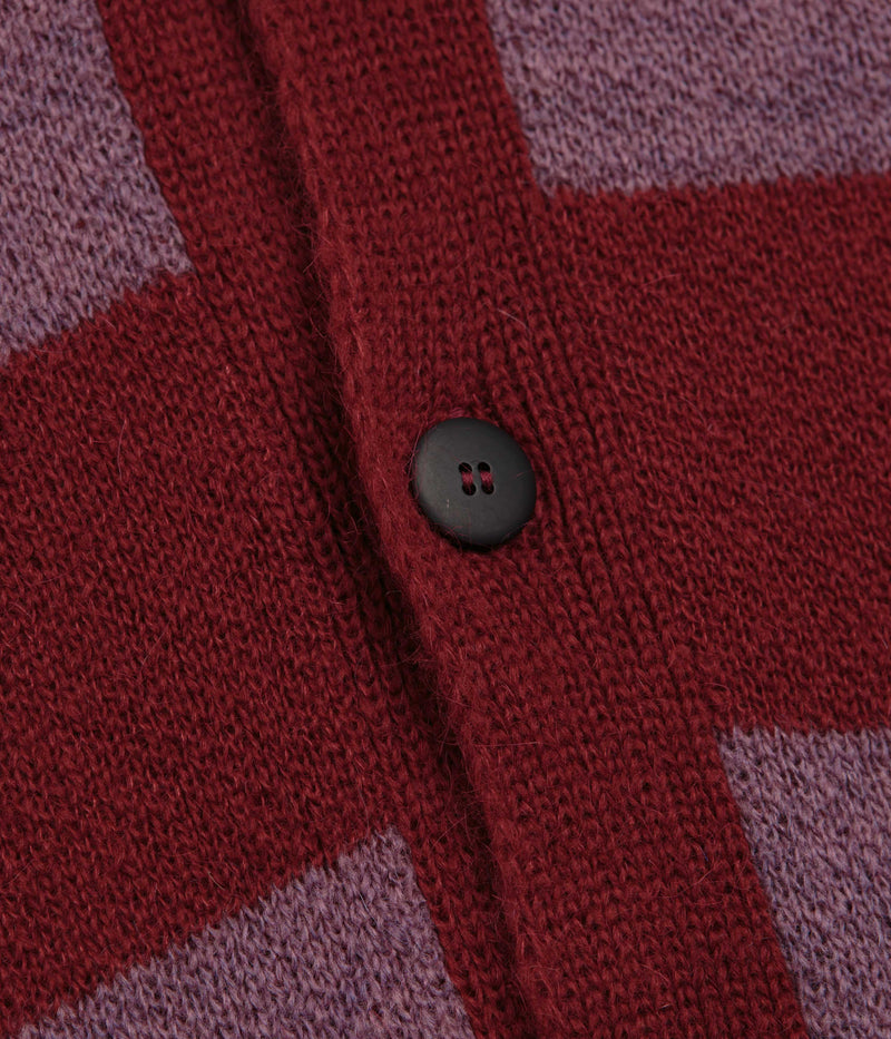 No Problemo Striped Mohair Oversized Cardigan in Burgundy Multi