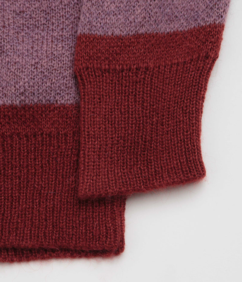 No Problemo Striped Mohair Oversized Cardigan in Burgundy Multi