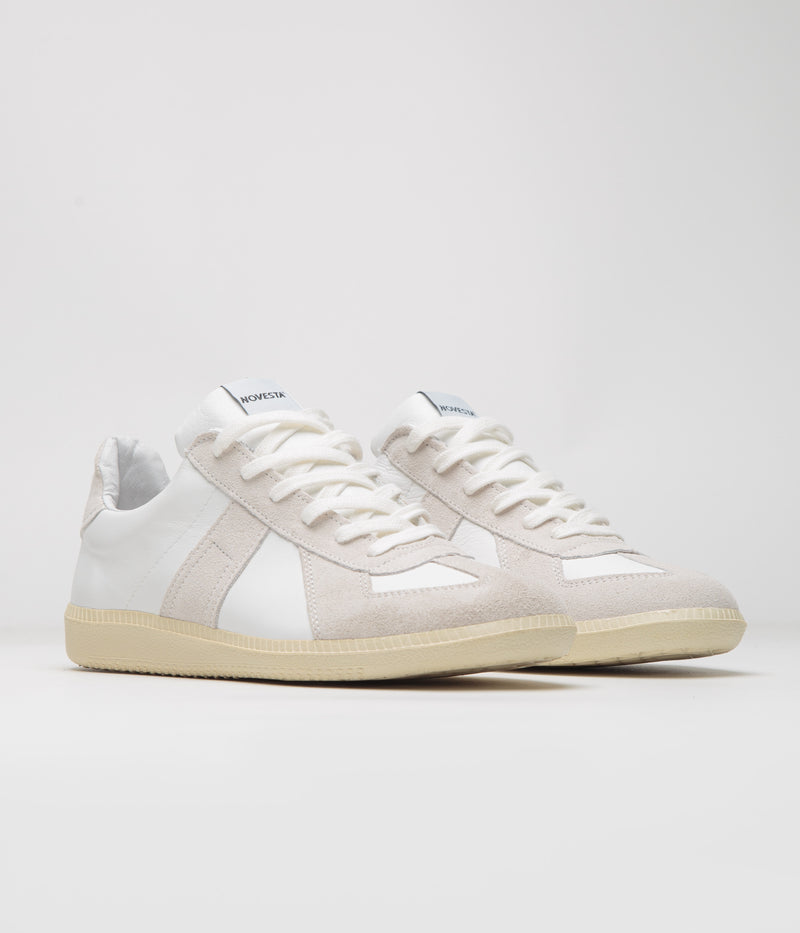 Novesta All Leather German Army Trainer Shoes in White and Ecru