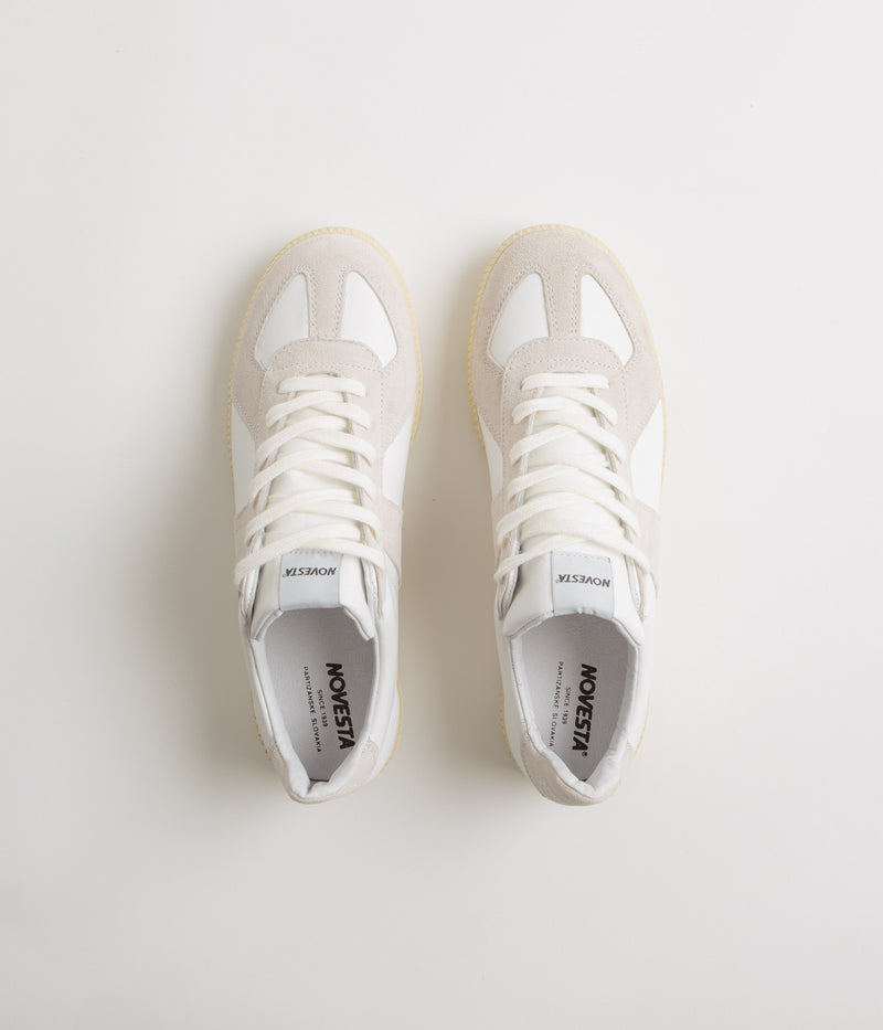 Novesta All Leather German Army Trainer Shoes in White and Ecru