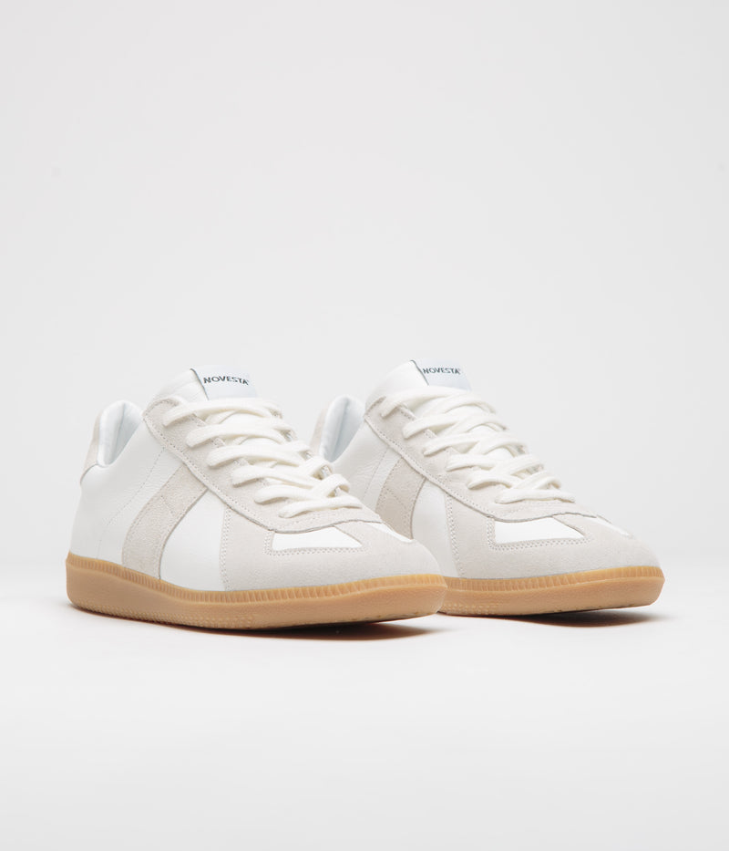 Novesta All Leather German Army Trainer Shoes in White and Transparent