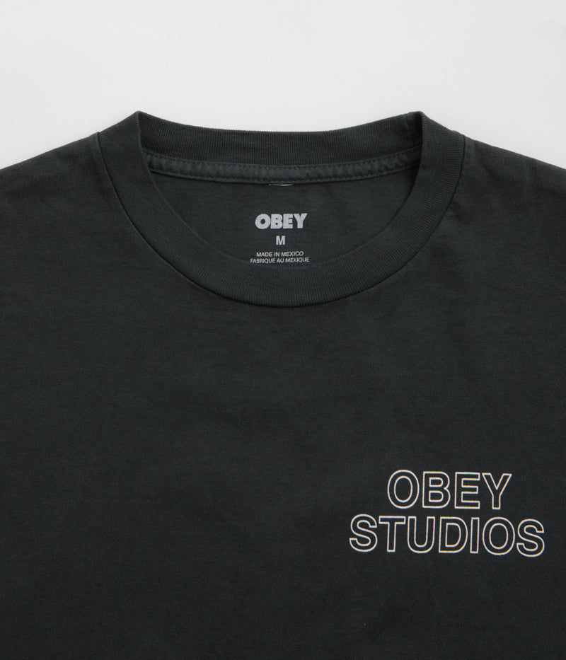 Obey Studios Outline T-Shirt in Pigment True Vintage Black