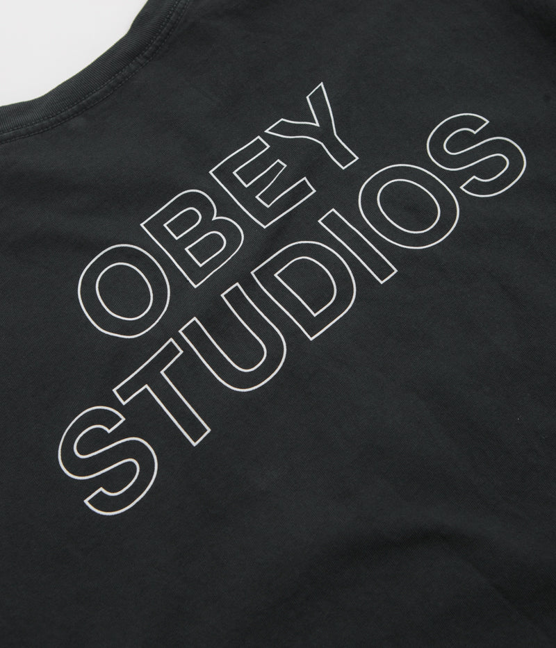 Obey Studios Outline T-Shirt in Pigment True Vintage Black