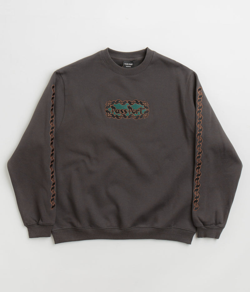 Pass Port Pattoned Crewneck Sweatshirt in Tar