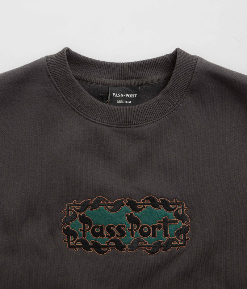Pass Port Pattoned Crewneck Sweatshirt in Tar