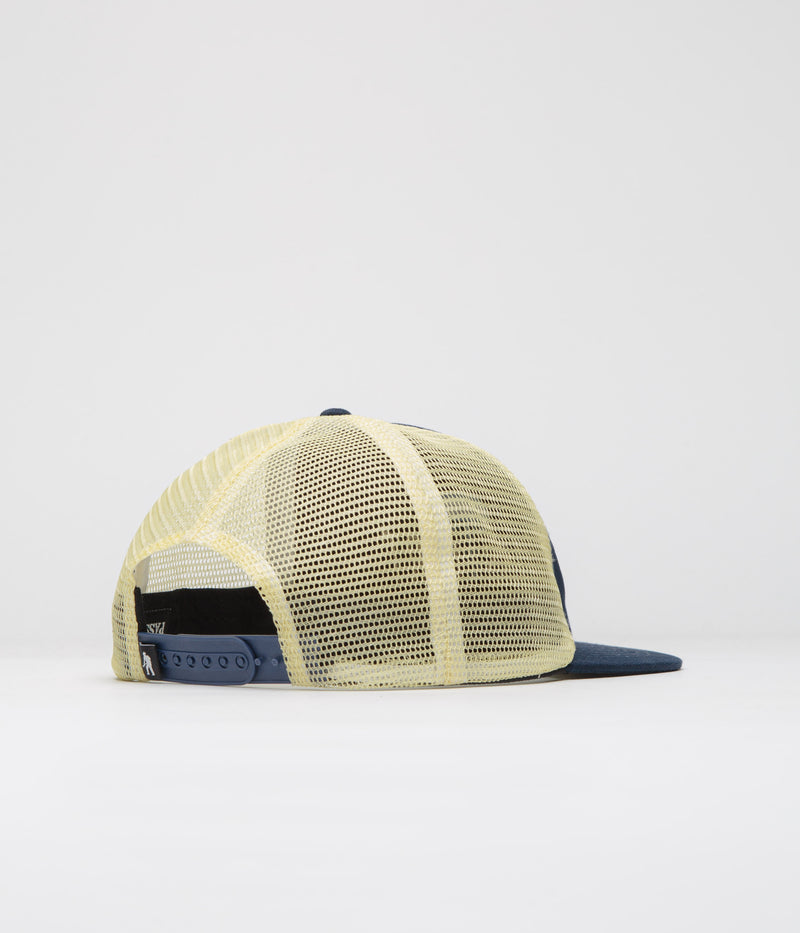 Pass Port Towers Of Water Workers Trucker Cap in Navy and Cream