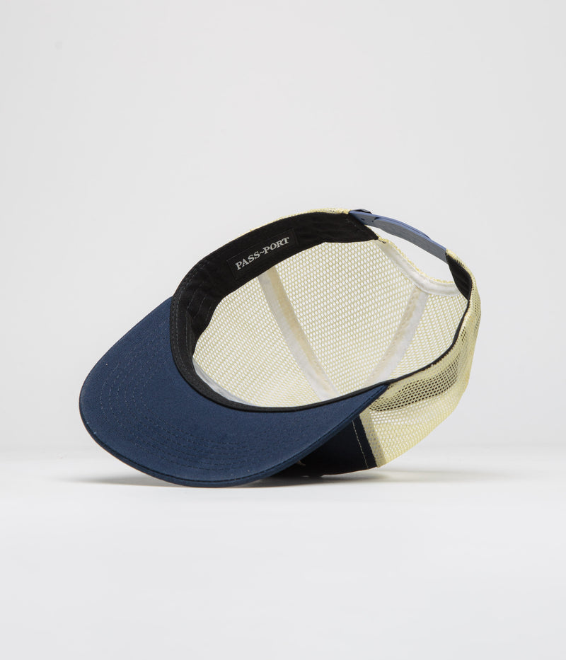 Pass Port Towers Of Water Workers Trucker Cap in Navy and Cream