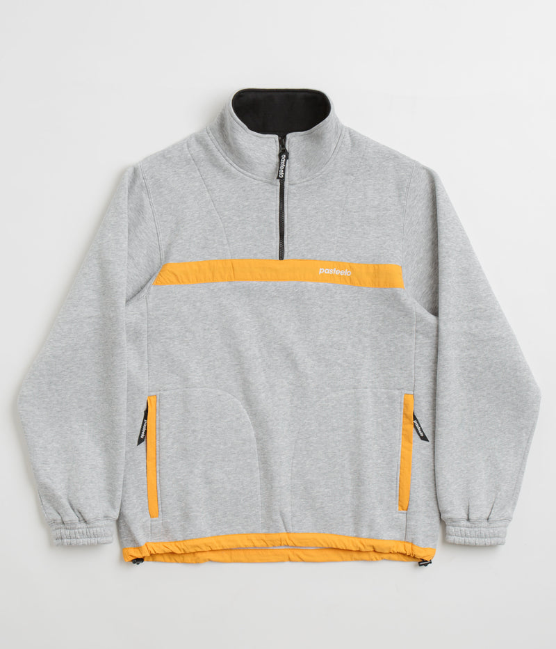 Pasteelo Contrast 1/4 Zip Sweatshirt in Heather Grey and Gold