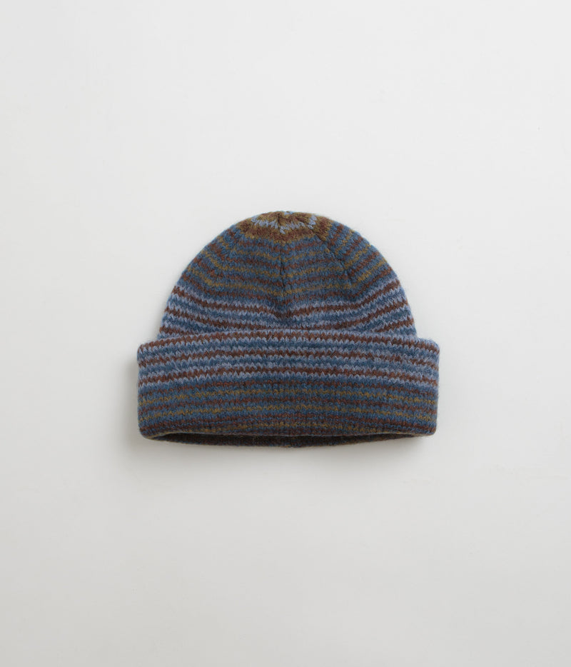 Polar George Beanie in Blue Green Stripe