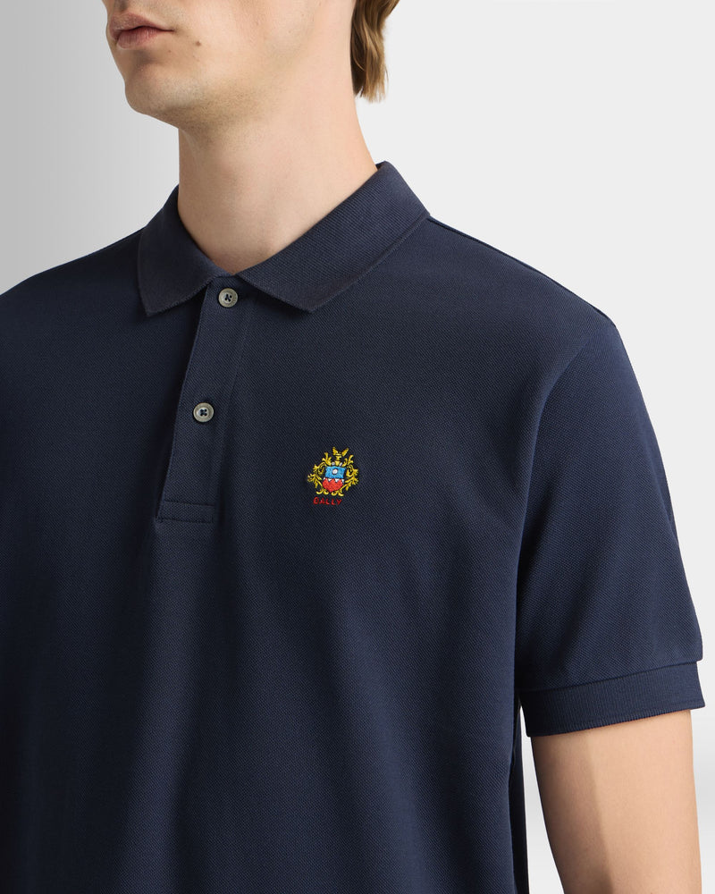 Polo Shirt in Navy Blue Cotton