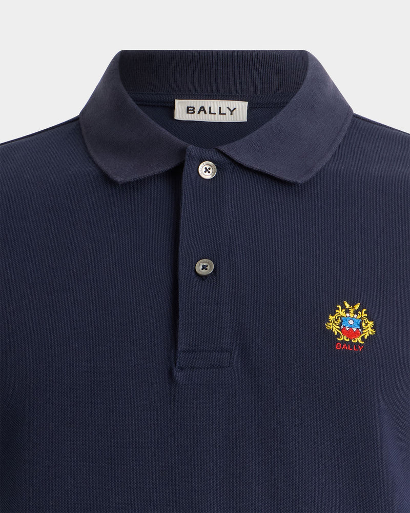 Polo Shirt in Navy Blue Cotton