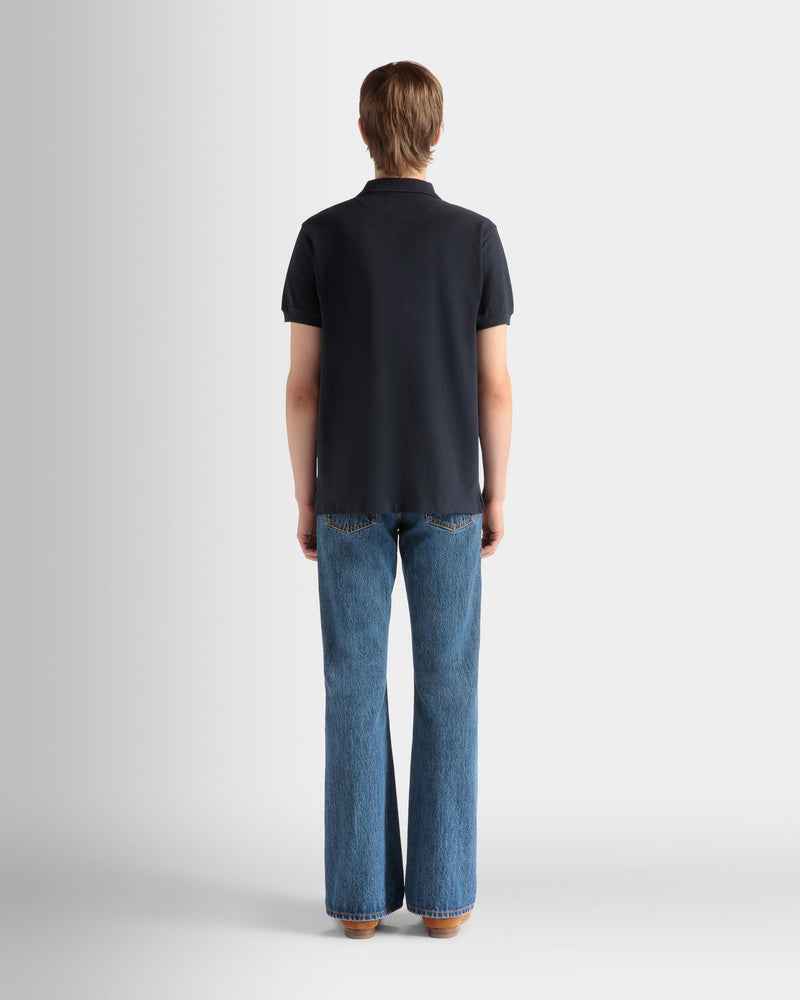 Polo Shirt in Navy Blue Cotton