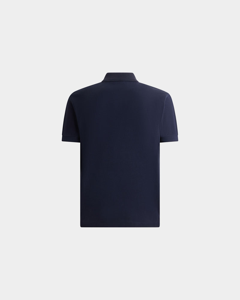 Polo Shirt in Navy Blue Cotton