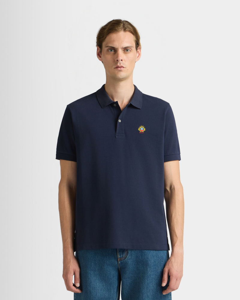 Polo Shirt in Navy Blue Cotton