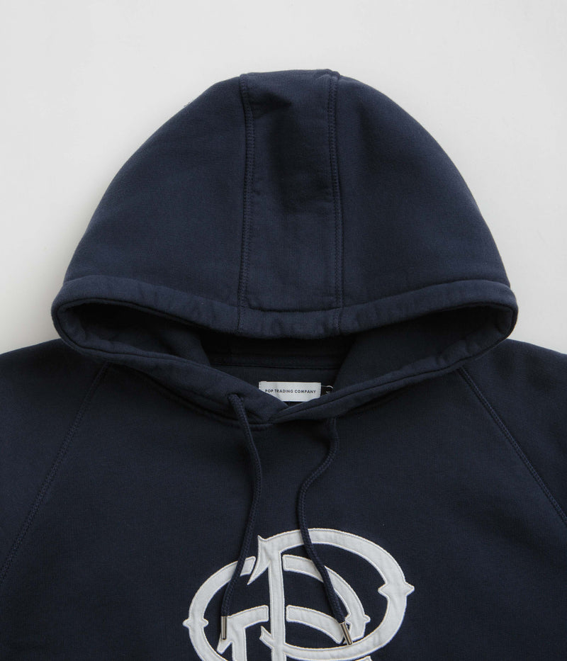 Pop Trading Company Initials Hoodie in Navy
