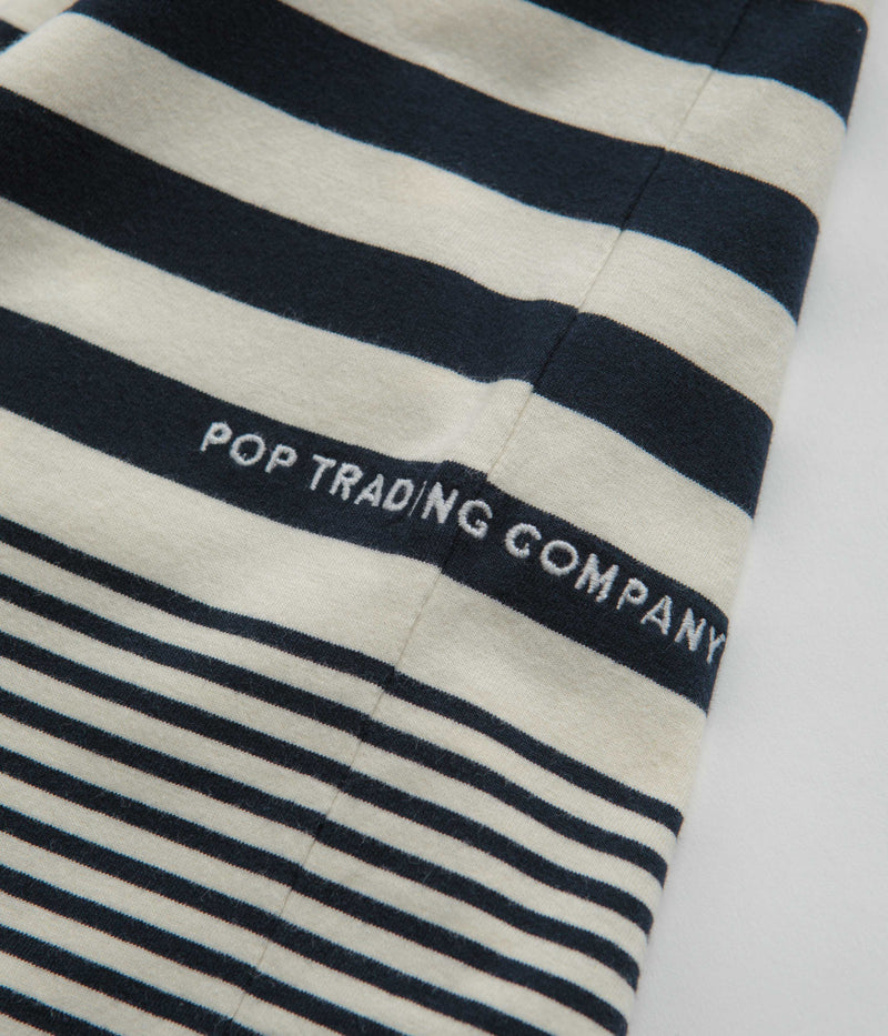 Pop Trading Company Striped Pocket T-Shirt in Navy and Off White