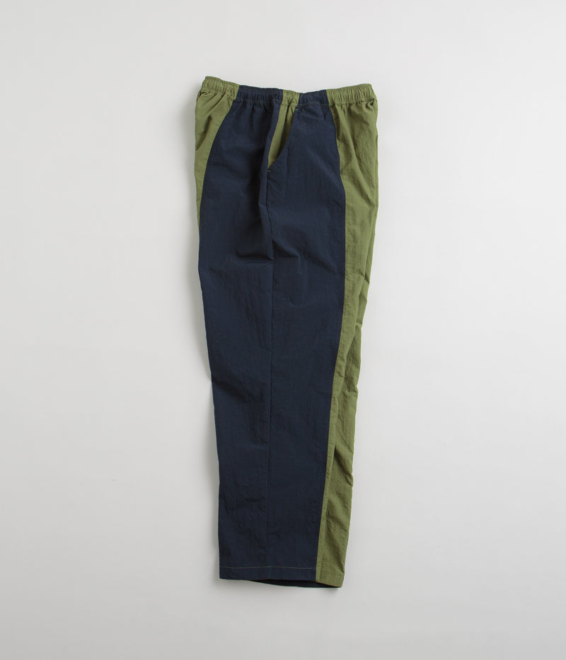 Pop Trading Company Two Tone Football Pants in Loden Green and Navy