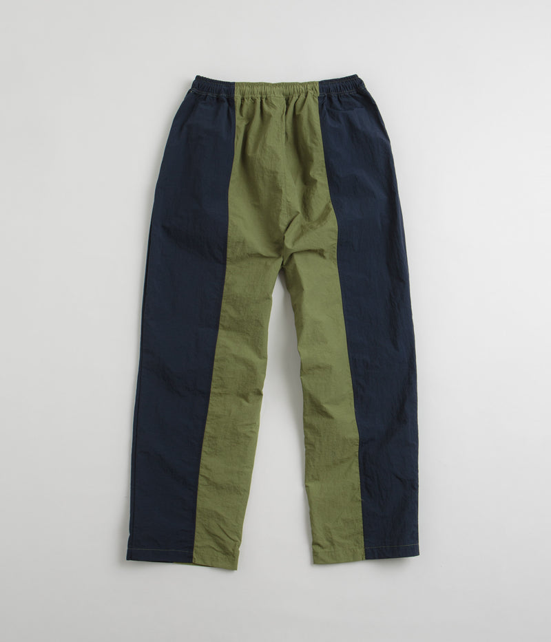 Pop Trading Company Two Tone Football Pants in Loden Green and Navy