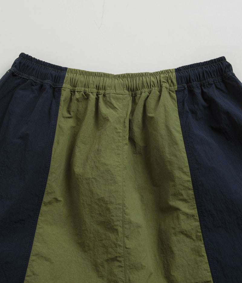 Pop Trading Company Two Tone Football Pants in Loden Green and Navy