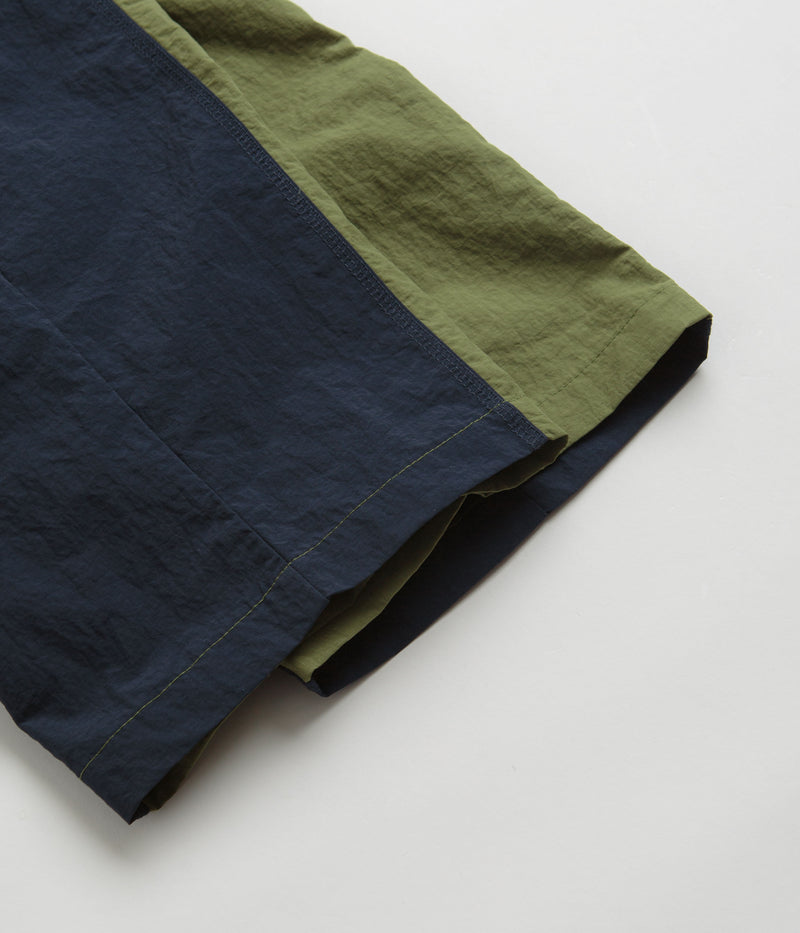 Pop Trading Company Two Tone Football Pants in Loden Green and Navy