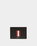 Men's Ribbon Card Holder In Black Grained Leather | Bally | Still Life Front