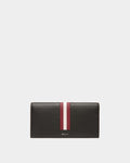 Men's Ribbon Continental Wallet in Black Grained Leather | Bally | Still Life Front